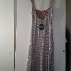 Babyboo Silver Sequin Maxi Dress